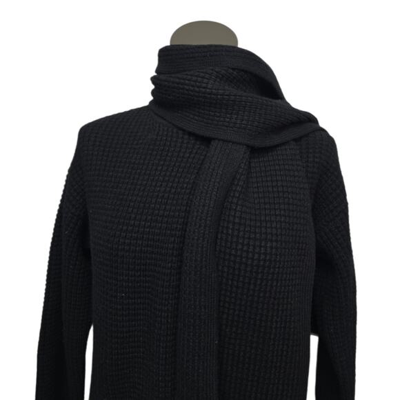 NWT‎ Madewell Black Combo Knit Cardigan Jacket Merino with Scarf Size XXS NT607 - Picture 8 of 11